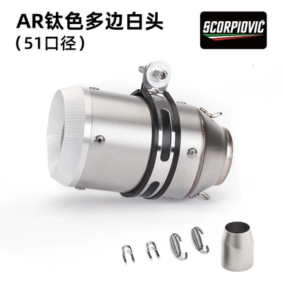Carbon Fiber Straight Exhaust Pipe | Motorcycle exhaust pipe - ar-titanium-color-polygonal-white-head-51mm-diameter