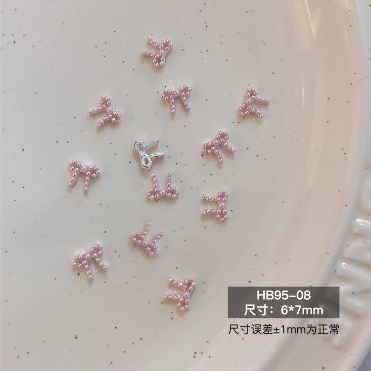 新款芭蕾风珍珠蝴蝶结饰品镶钻珍珠飘带百搭法式立体彩色领结|undefined