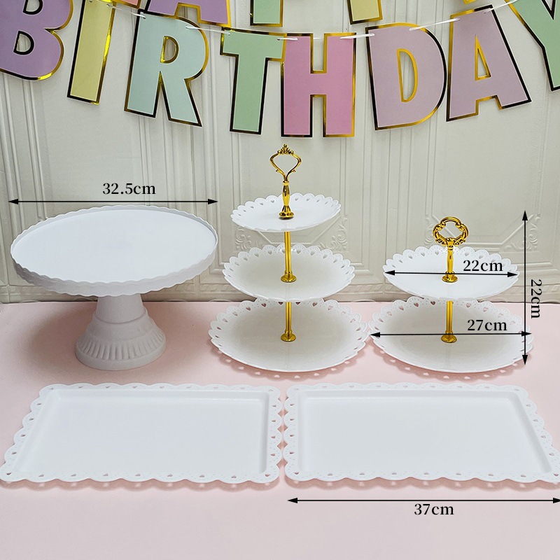 Decoración de postres de cumpleaños estante de exhibición de boda europea estante de frutas estante de pastel de plástico bandeja de bocadillos