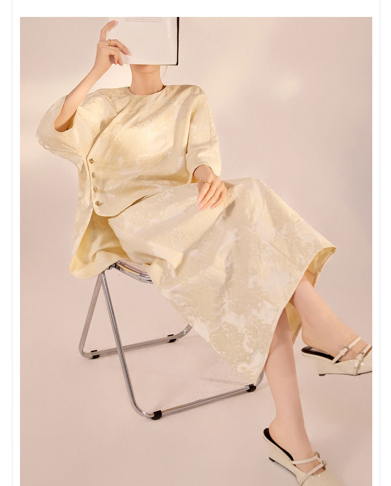 Bộ áo chân váy phong cách Trung Quốc mùa xuân hè chất liệu rayon rộng rãi — Áo, Váy nửa chi tiết 6