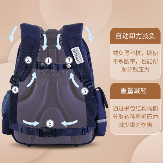 Oxford University Schoolbag Primary School Students Grade 3 to Grade 6 Boys and Children's burden reduction Ridge Protection Girls New One Two Four Five