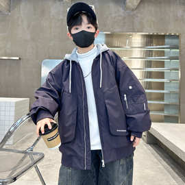 男童夹棉外套秋冬2025新款儿童二棉棉服冬季男孩连帽夹克加厚洋气