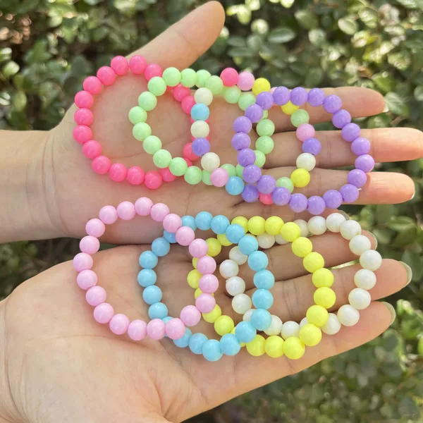 Children's Colorful Bead Bracelet Girls Cute Candy Color Bracelet Plastic Beads Beaded Colorful Bead Bracelet Wholesale