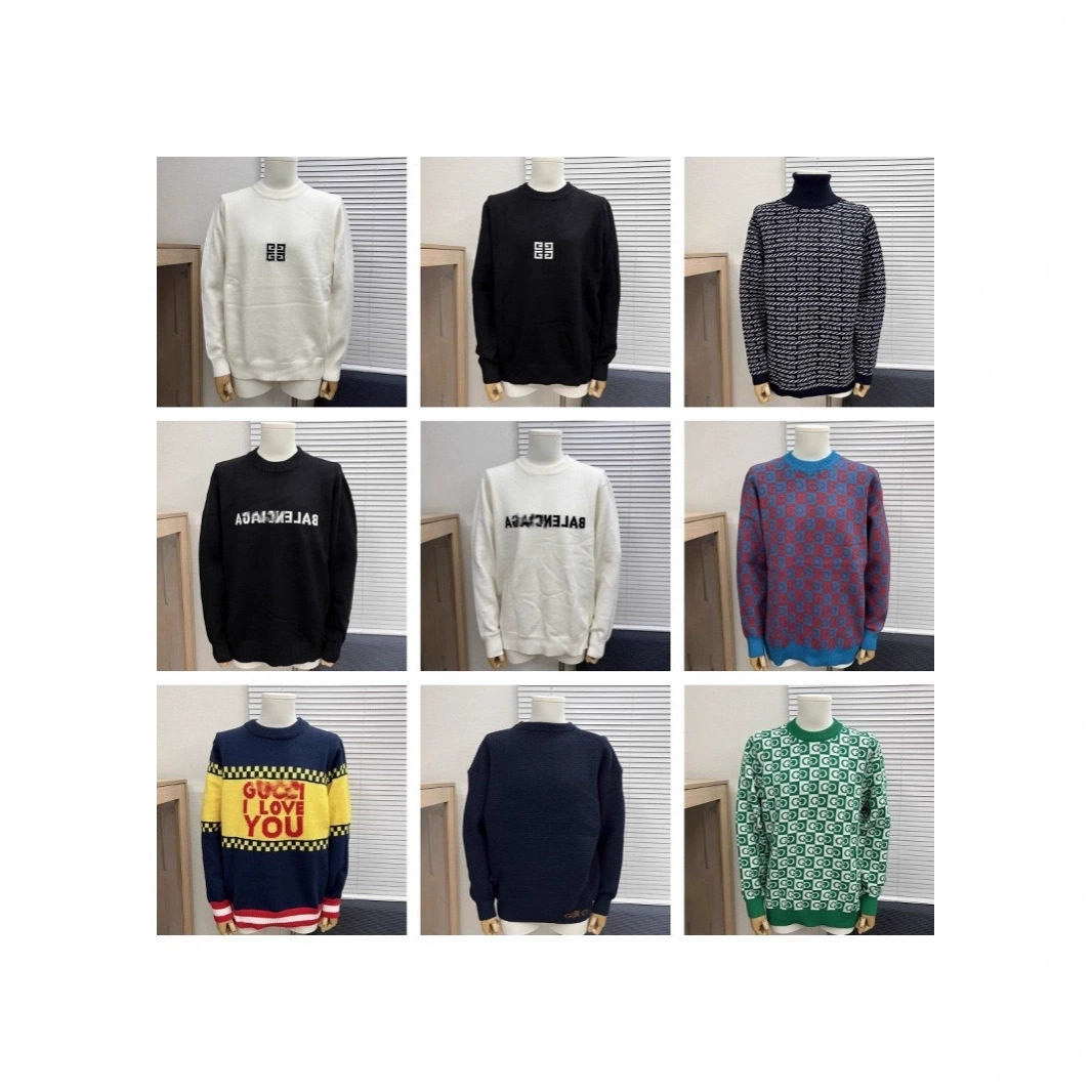 Правильная версия роскошного тренда PR классического свитера Pu La с круглым вырезом и вышитым логотипом жаккардового высокого качества в одном стиле для мужчин и женщин, трансграничный