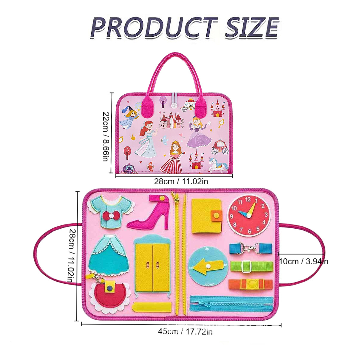 Cross-border Pink Princess DIY juguetes educativos para niños de educación temprana tablero ocupado tablero de aprendizaje de fieltro Montessori Junta de Educación Temprana conjunto