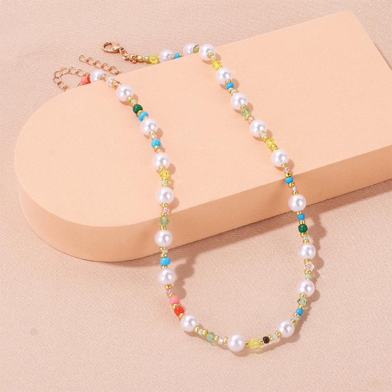 Beach Occasion Alloy Material Bohemian Geometric Alloy Beaded Artificial Pearl Necklace