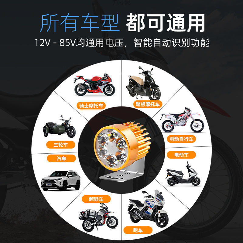 电动车led大灯摩托踏板三轮自行车前置强光聚光超亮12V-85V车前灯|undefined