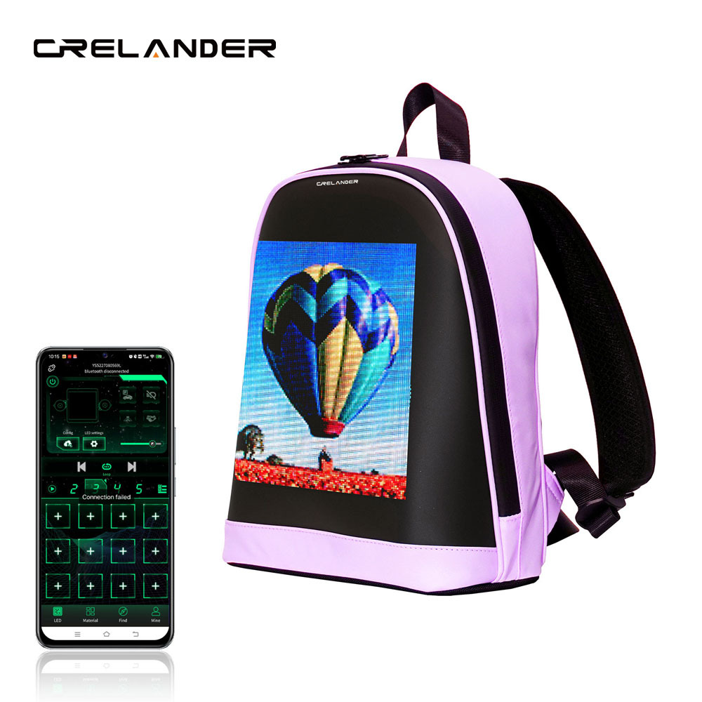 Mochila LED de Píxeles para Mujer de PU Resistente al Desgaste para Viajes de Ocio