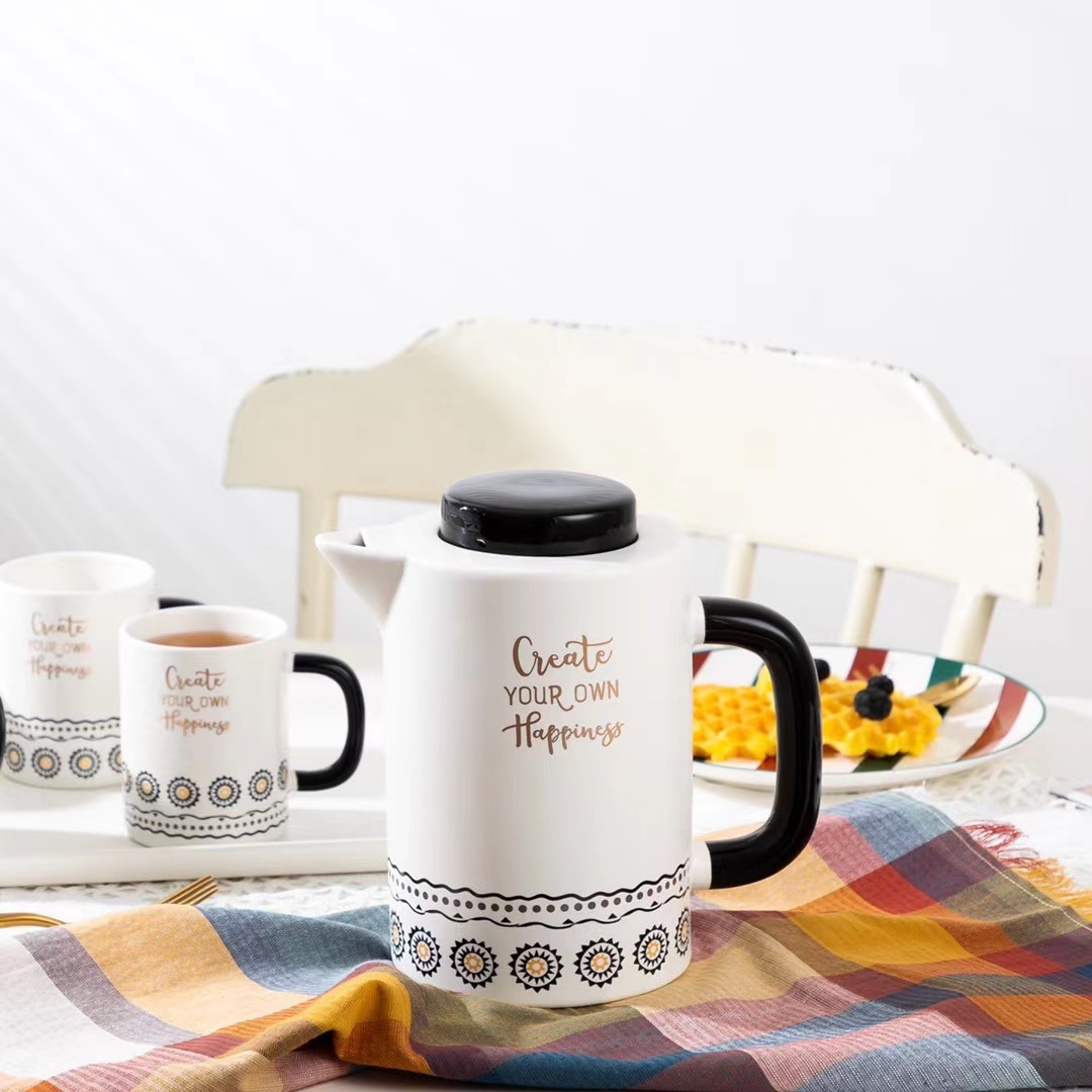 Juego de agua de estilo nórdico traje hogar sala de estar agua potable hervidor familiar taza de té de cerámica iins internet celebridad regalo taza conjunto