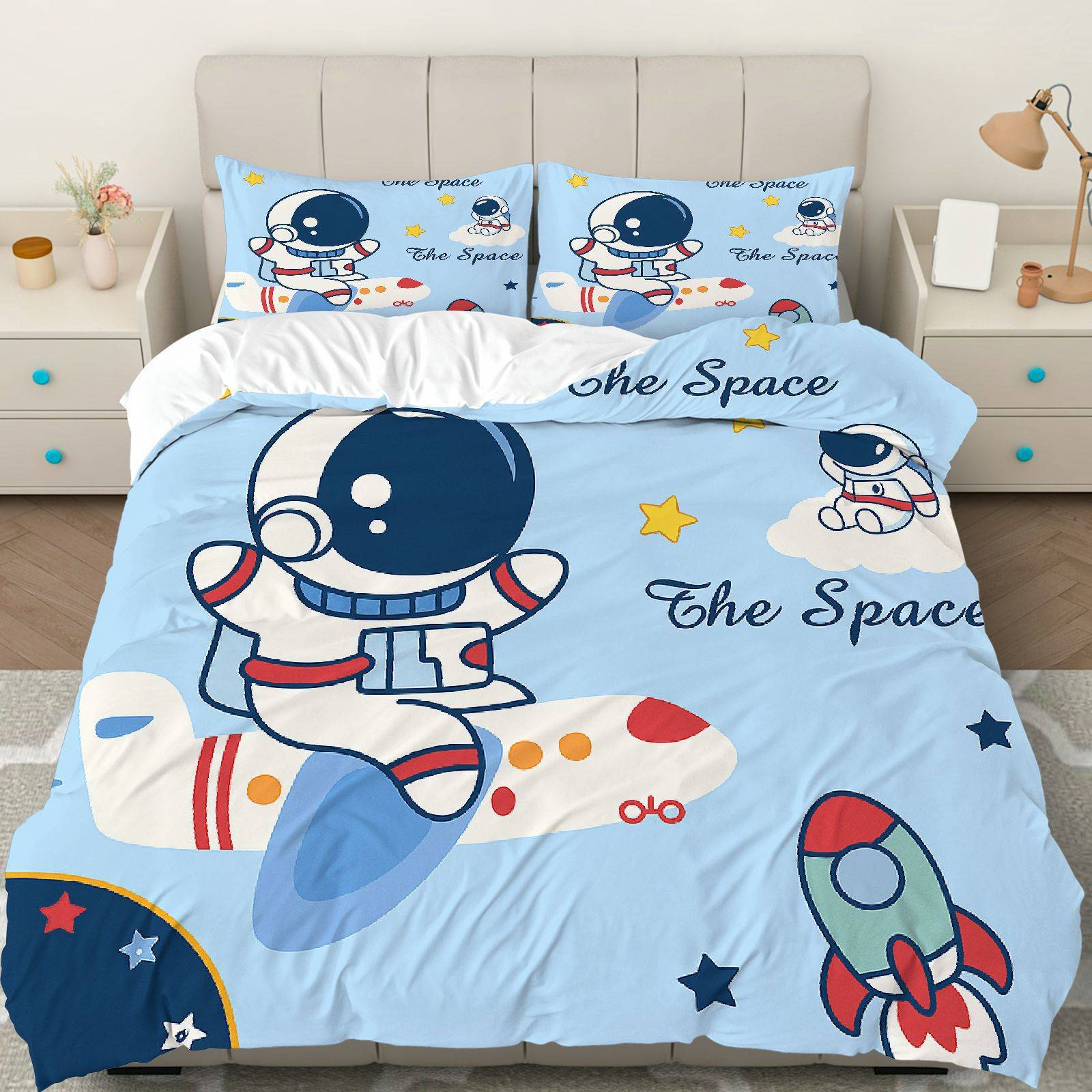 Transfronterizo textil doméstico astronauta suave impresión digital abrasión quilt kit fuente soporte de fábrica TEMU / JIT