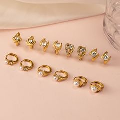 跨境欧美镶锆石不锈钢不锈钢耳扣女时尚简约镀18K耳环耳饰高级感