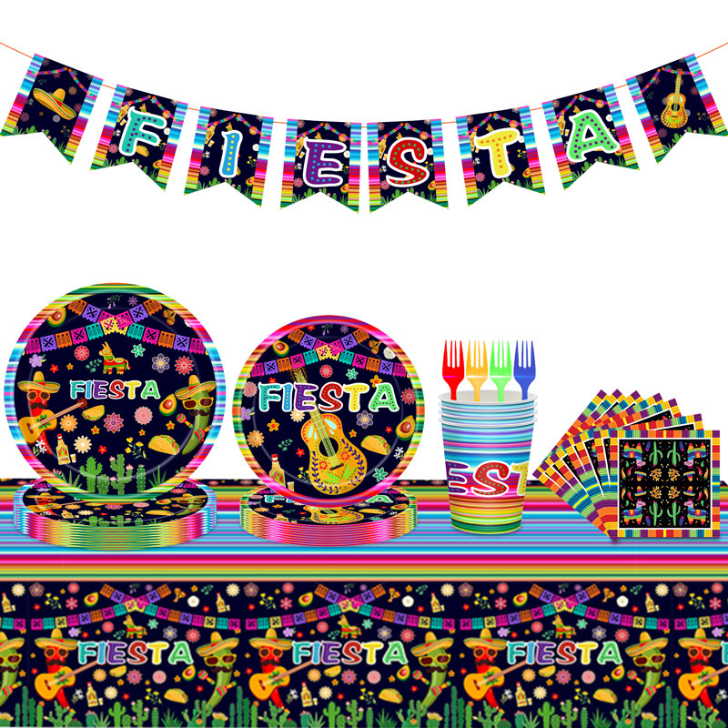 Mexico Carnival Party Tableware Flag Pull Set Paper Cup Paper Plate Paper Towel Knife, Fork and Spoon Tablecloth Mexico Carnival Party Tableware Flag Pull Set Paper Cup Paper Plate Paper Towel Knife, Fork and Spoon Tablecloth