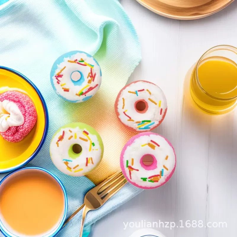 跨境现货迷你甜甜圈泡澡浴盐 清洁香氛球沐浴精油球泡澡球40g批发