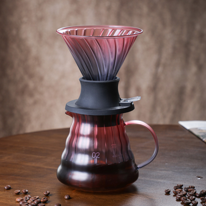 Factory in stock Glass Coffee Pot Filter Cup Soak Drip Bucket Hand Brew Coffee Utensil Glass V Filter Cup