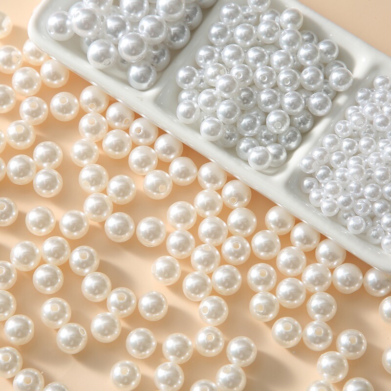 Highlight ABS Hole Imitation Pearl Double Hole Beaded Handmade DIY Beaded Material Bracelet Necklace Earrings Jewelry Accessories