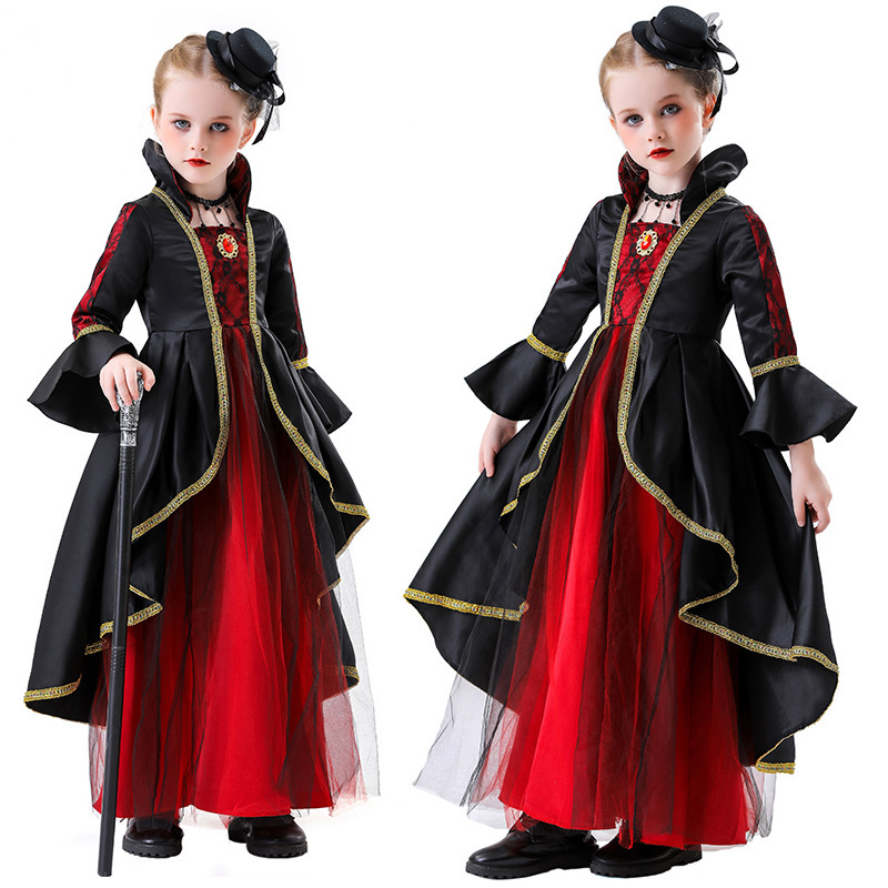 Amazon Aliexpress Foreign Trade Halloween New Children's Little Witch Cosplay Cos Fairy Tale Stage Outfit