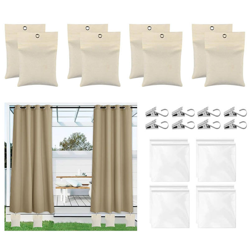 Outdoor Curtain Weight Bags, Curtain Bottom Weight Bags with Fixing Clips, Patio Gazebo Curtain Windproof Bags Outdoor Curtain Weight Bags, Curtain Bottom Weight Bags with Fixing Clips, Patio Gazebo Curtain Windproof Bags