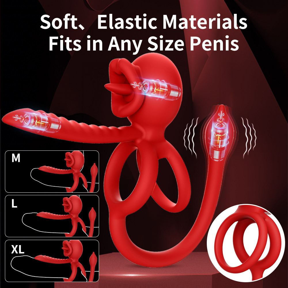 Rose APP bloqueo fino anillo de vibración de 9 frecuencias para hombres, dispositivo de masturbación impermeable silencioso, anillo de silicona de bloqueo fino, productos sexuales para adultos