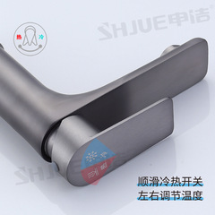 High-end gunmetal gray stainless steel cold and hot water faucet for home bathroom sink countertop basin bathroom cabinet faucet