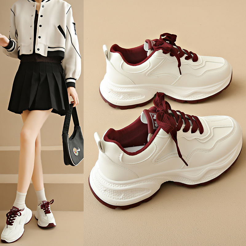 2025新款厚底运动鞋潮流百搭复古老爹鞋时尚休闲简约跑步鞋女批发