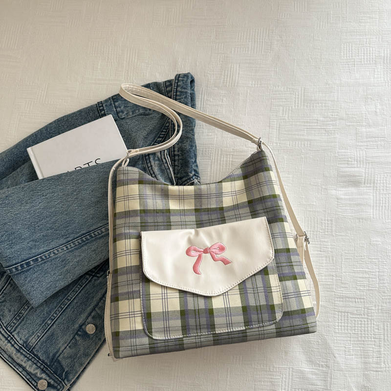 2024 summer niche new fashion college style Korean version personalized casual tote women's bow shoulder bag_voghion.com