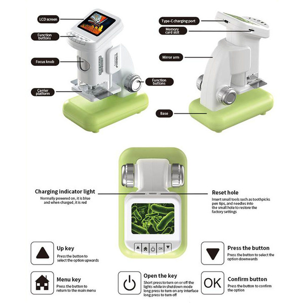 Smart digital electronic handheld microscope