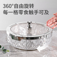 家庭用スナックフルーツプレート 模造ガラス透明キャンディボックス リビングルーム用蓋付き乾燥果物密封瓶 回転式ボックス 新型