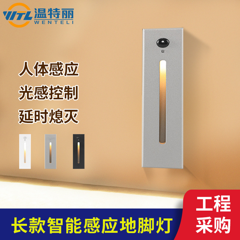 Outdoor indoor usable foot light LED human body induction foot light embedded wall type long clause foot light step light