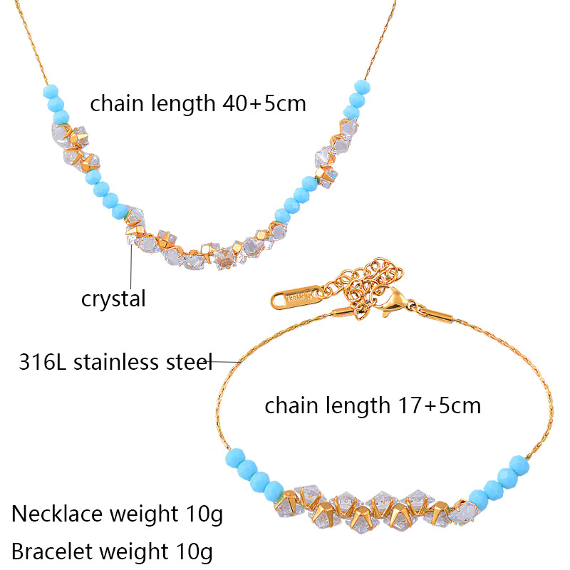 Fashion Geometric Titanium Steel Plating Artificial Crystal Necklace_colorza_7