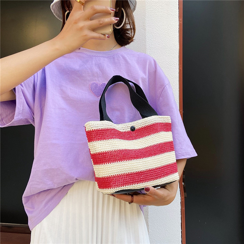 Straw-woven single-shoulder bag for women, new summer casual bag for middle-aged and elderly moms, simple lunch box handbag, export version undefined