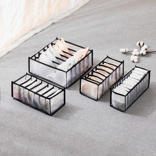 4-piece mesh storage box underwear storage box socks bra panties drawer-type divided wardrobe organization grid