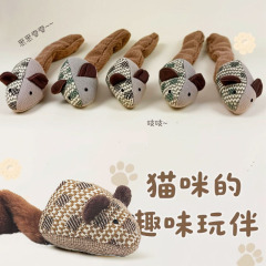 亚马逊热销猫玩具毛绒发声老鼠棉麻响纸逗猫咪玩具宠物用品厂家现