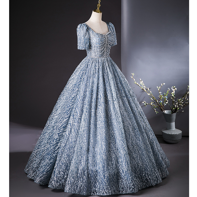 Gaoding vestido de noche anfitrión sequinado 2026 nuevo vestido de reunión anual temperamento de lujo ligero de alta gama ropa de examen de arte