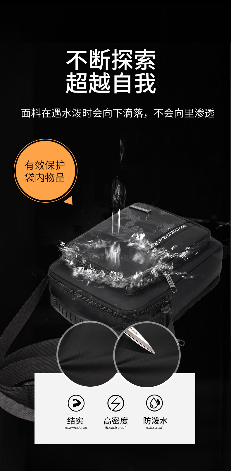 Men's trendy and simple single-shoulder bag, nylon waterproof casual crossbody bag, cash register outdoor travel bag factory direct sales undefined