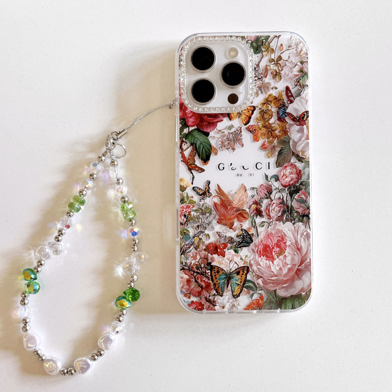 iPhone16Promaxに適したフラッシュダイヤモンドミラーリング小さな香りの蝶の花トレンディなブランドアクリルApple携帯電話ケース|undefined