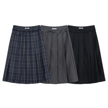 韩国小众CRANK女团同款美式学院风百褶裙纹花边高腰A字半身裙