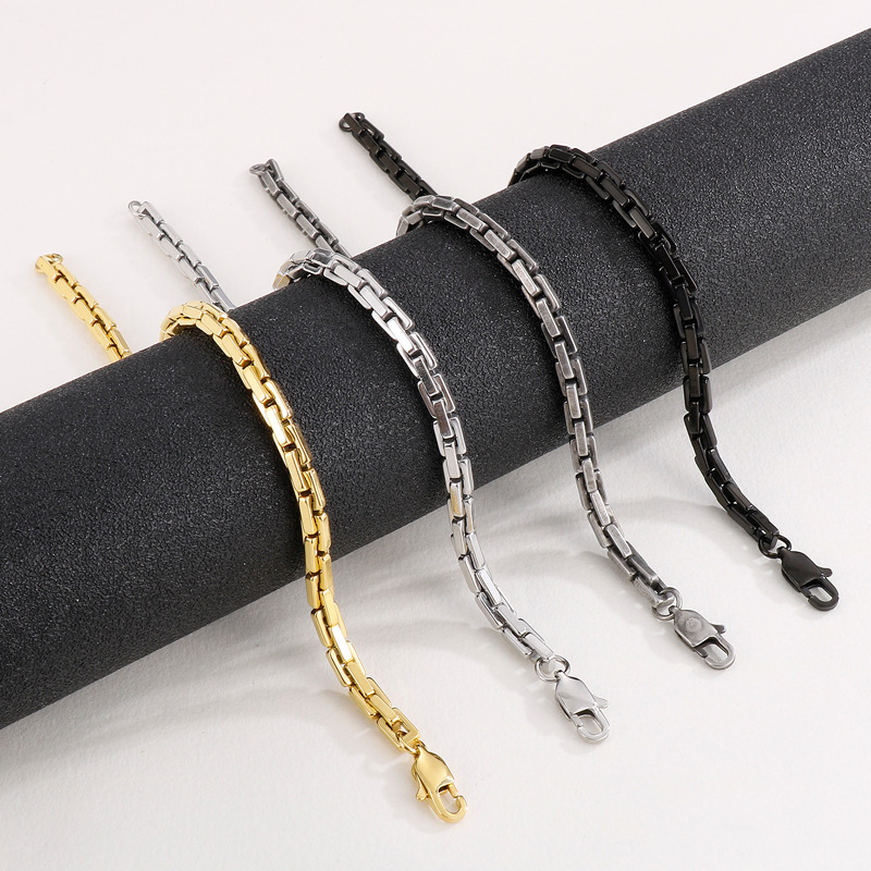 18K Real Gold Plated Plating Material Bracelets, Necklace Classification Titanium Steel Hip-Hop Geometric Plating Bracelets Necklace