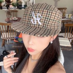 英伦老钱风平顶复古休闲百搭字母刺绣平檐棒球帽男女同款鸭舌帽子