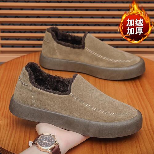 Winter new style fashionable velvet warm outdoor slip-on casual low-cut all-match wear-resistant men's fashionable shoes
