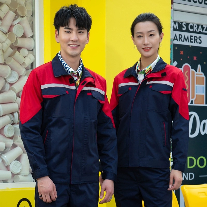 Spring and Autumn Stand-Up Collar and Shoulder Work Clothes Suit Construction Site Work Clothes Auto Repair Workshop Factory Clothes Labor Protection Clothes Available for Wholesale