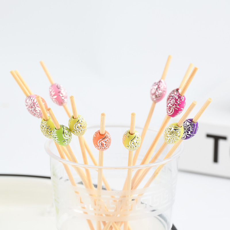 Cuentas coloridas cuerdas de perlas de frutas creativas cócteles de alta calidad hotel restaurante bar bambú fábrica al por mayor