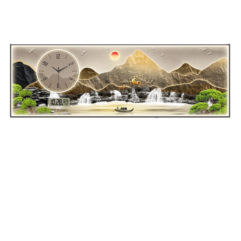 Liushui Shengcai sala de estar decoración pintura correa reloj calendario perpetuo reloj electrónico sofá fondo reloj de pared sala de té pintura iluminación