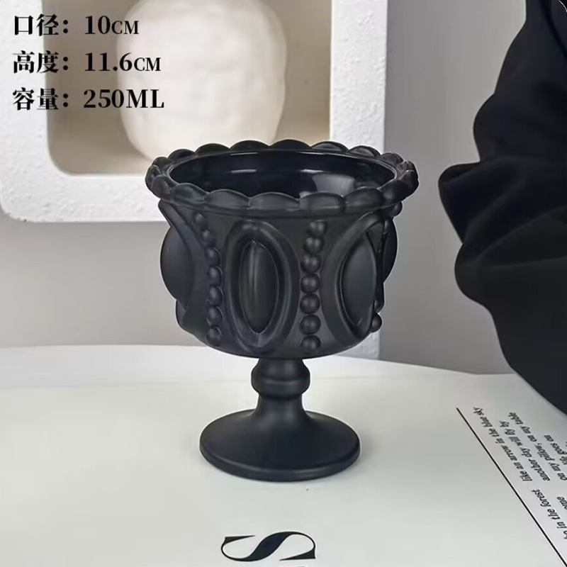 浮雕甜品宽口玻璃杯高颜值女生夏天加厚糖水碗高脚雪糕冰淇淋杯子|undefined