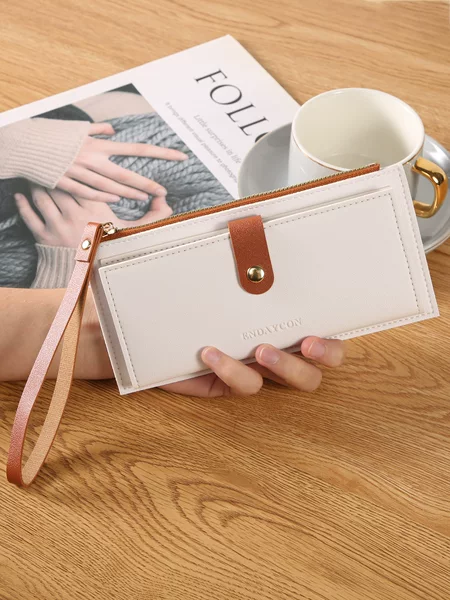 Cross-Border New Women's Wallet, Fashionable Multi-Card Slot Long Wallet, Lightweight and Simple Zipper Buckle Wallet Coin Purse