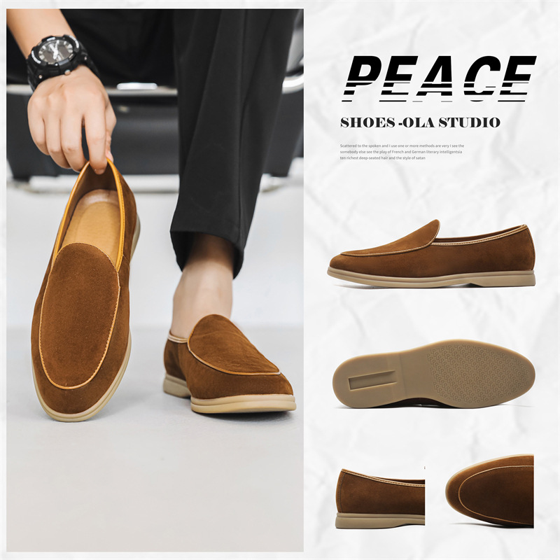 Men's Shoes Formal Shoes Spring New Loafers One Foot Stirrup Soybean Shoes_vogvips.com