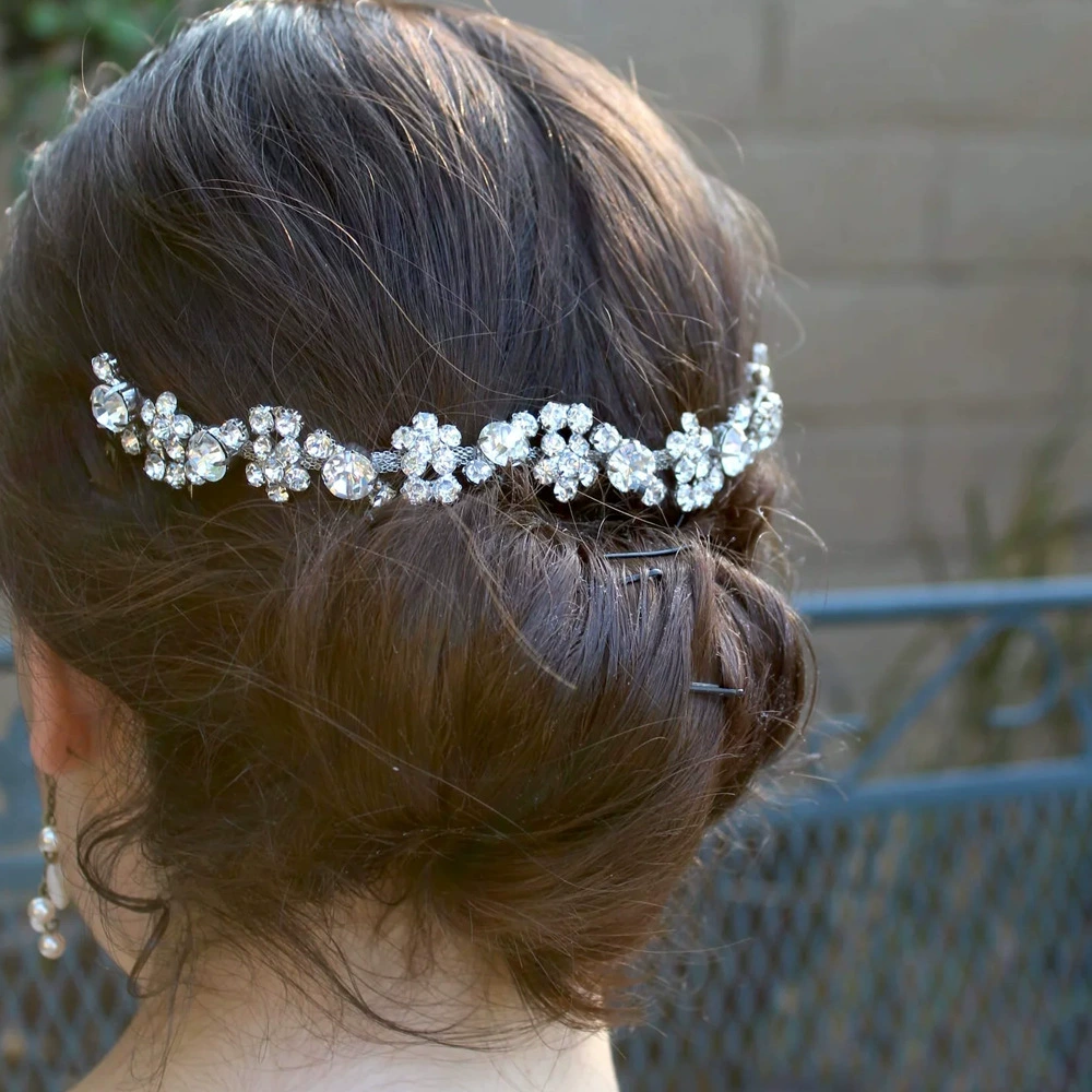 Трансграничные новые стразы цепи для волос женский свежий европейский и американский темперамент невесты свадебные головные уборы простые дикие цветы аксессуары для волос