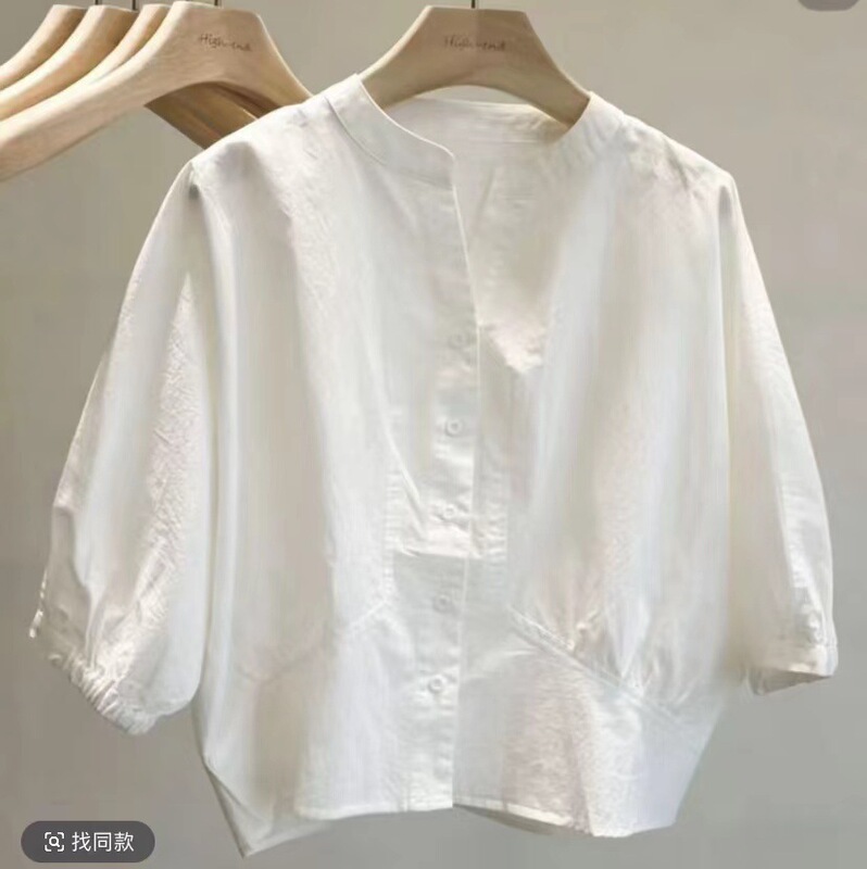 Korean-Style Casual Spring New Fashion Niche Design Batwing Sleeve Shirt, Loose Round Neck, Slimming and Stylish Top