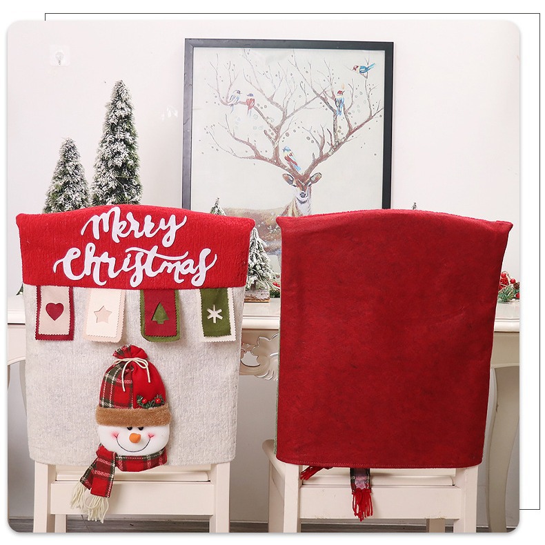 Transfronterizos nuevos artículos de decoración de Navidad dibujos animados tridimensionales Navidad viejos cubierta de silla muñeco de nieve cubierta de silla de alce