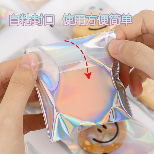 Snowflake Crispy Cookies Packaging Bag Laser Bag Cute Self-Sealing Adhesive Bag Transparent Cookie Bag Small Size