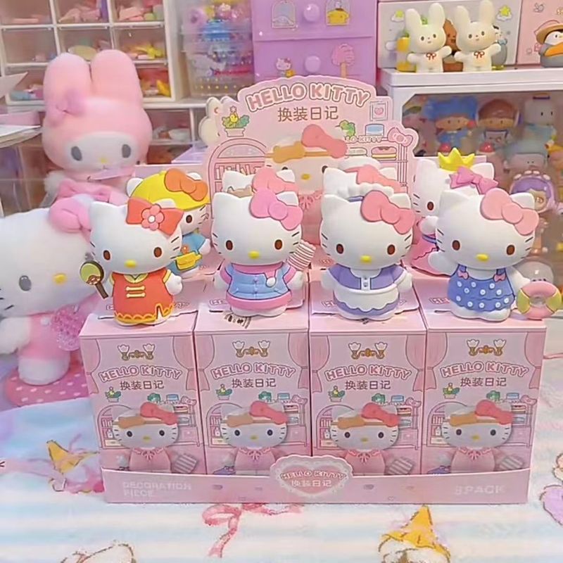 人気のハローキティドレスアップシリーズブラインドボックスハンドモデルトレンディなデスクトップ周辺装飾品人形マシンガシャポンおもちゃ|undefined